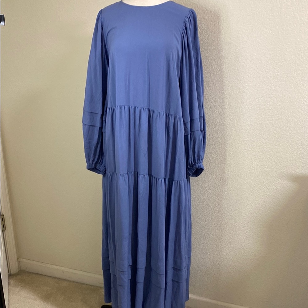 & Other Stories Blue Long Sleeve Maxi Dress
